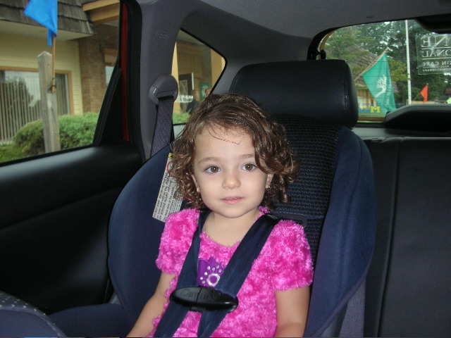 Pulling up to the "big house" on her first day of school.