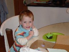 Zevan and his green cupcake