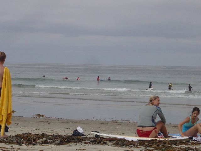 Watching Daddy surf - he's the second from the left.