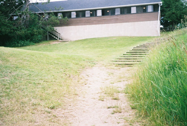 The big hill up to the dining hall.